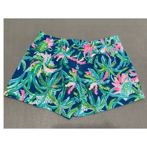 Lilly Pulitzer Callahan Shorts Womens Small Navy Blue Oh Shello Floral Print 5in